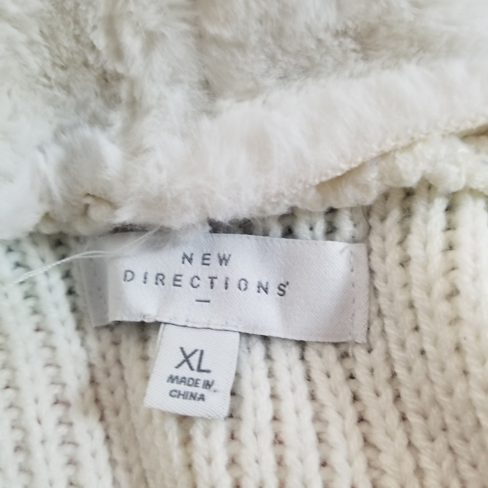 New Direction Faux Fur/Suede Vest With Cable Knit Back Size Xl View 3